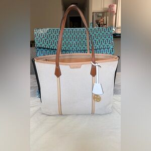 Tory Burch Perry canvas triple compartment tote